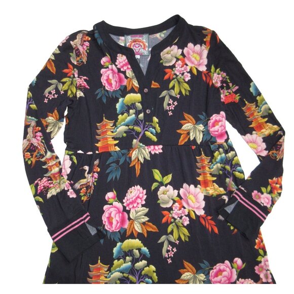 NWT Johnny Was Janie Favorite Long Sleeve Tiered Henley Stretch Jersey Dress M - Picture 4 of 8